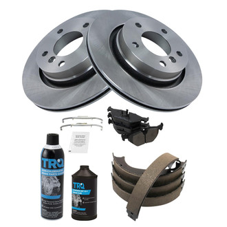 TRQ® - Rear Disc Brake Kit with Semi-Metallic Pads and Shoes