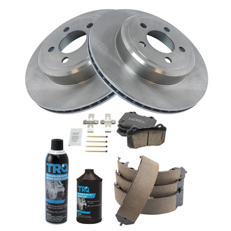 TRQ® - Rear Disc Brake Kit with Ceramic Pads and Shoes