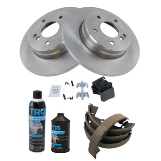 TRQ® - Rear Disc Brake Kit with Ceramic Pads and Shoes