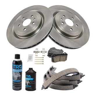 TRQ® - Rear Disc Brake Kit with Ceramic Pads and Shoes