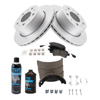 TRQ® - Rear Disc Brake Kit with Ceramic Pads and Shoes