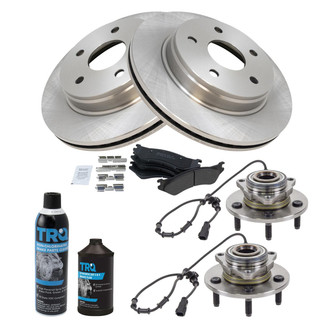 TRQ® - Front Disc Brake Kit with Semi-Metallic Pads and Hub Assemblies