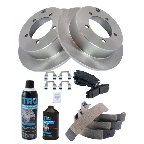 TRQ® - Rear Disc Brake Kit with Semi-Metallic Pads and Shoes