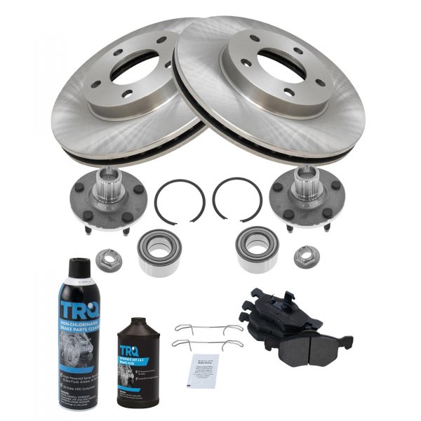 TRQ® - Front Disc Brake Kit with Semi-Metallic Pads and Hub Assemblies