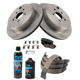 TRQ® - Rear Disc Brake Kit with Ceramic Pads and Shoes