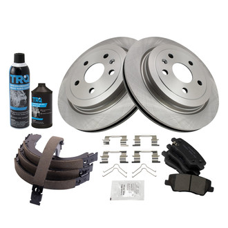 TRQ® - Rear Disc Brake Kit with Ceramic Pads and Shoes