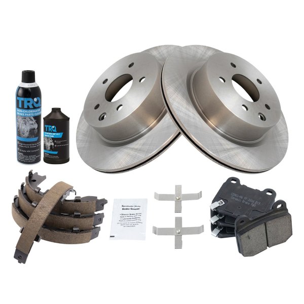 TRQ® - Rear Disc Brake Kit with Ceramic Pads and Shoes