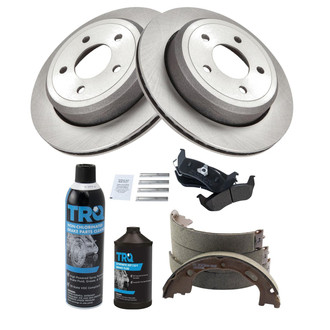 TRQ® - Rear Disc Brake Kit with Semi-Metallic Pads and Shoes