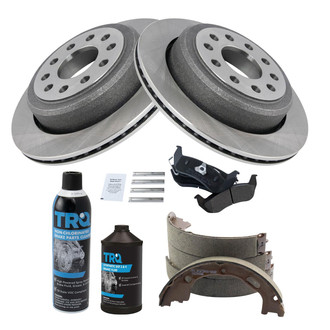 TRQ® - Rear Disc Brake Kit with Semi-Metallic Pads and Shoes