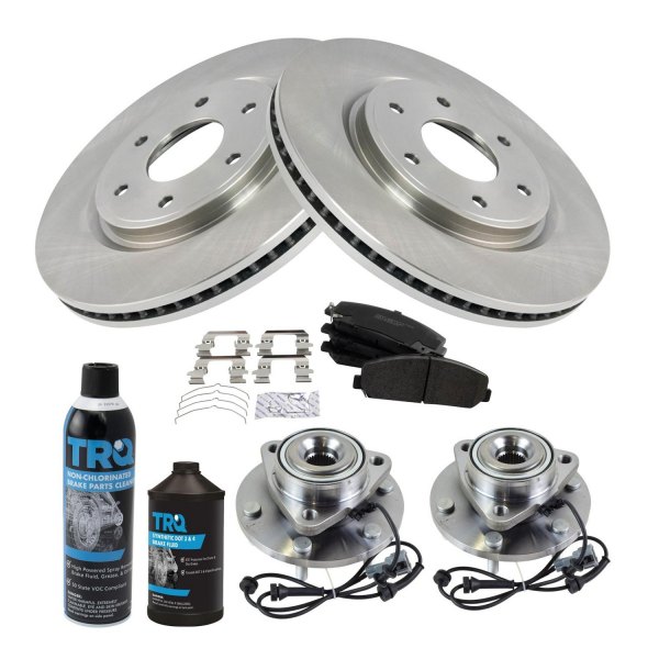 TRQ® - Front Disc Brake Kit with Semi-Metallic Pads and Hub Assemblies