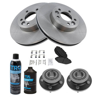 TRQ® - Front Disc Brake Kit with Semi-Metallic Pads and Hub Assemblies
