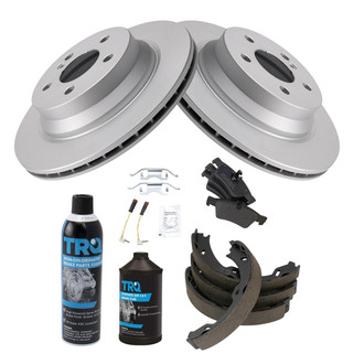 TRQ® - Rear Disc Brake Kit with Semi-Metallic Pads and Shoes