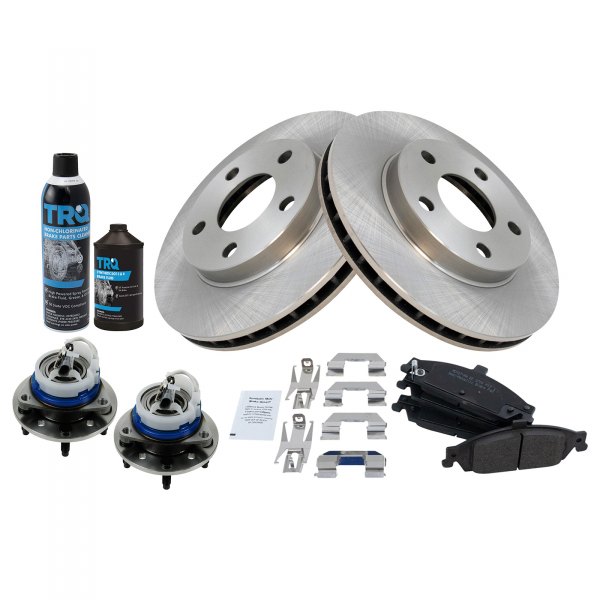 TRQ® - Front Disc Brake Kit with Semi-Metallic Pads and Hub Assemblies