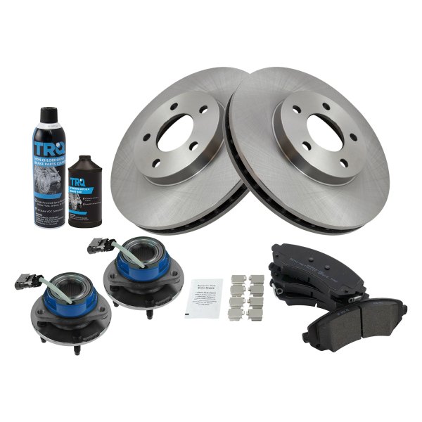 TRQ® - Front Disc Brake Kit with Semi-Metallic Pads and Hub Assemblies