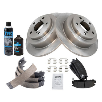 TRQ® - Rear Disc Brake Kit with Semi-Metallic Pads and Shoes