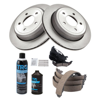 TRQ® - Rear Disc Brake Kit with Ceramic Pads and Shoes