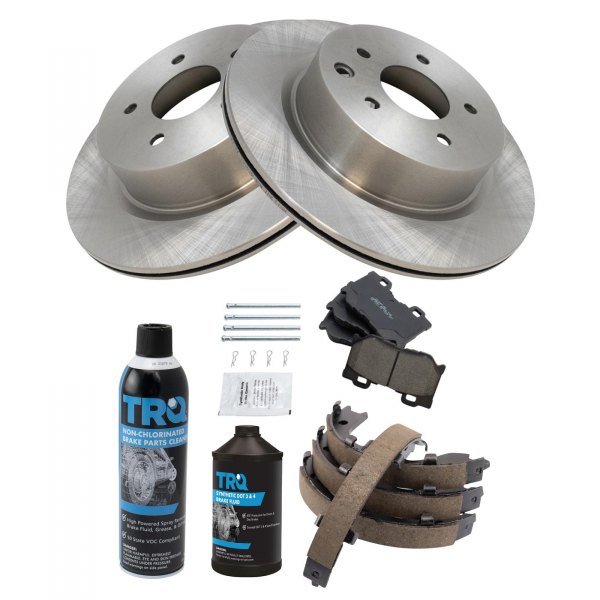 TRQ® - Rear Disc Brake Kit with Ceramic Pads and Shoes