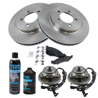 TRQ® - Disc Brake Kit with Semi-Metallic Pads and Hub Assemblies