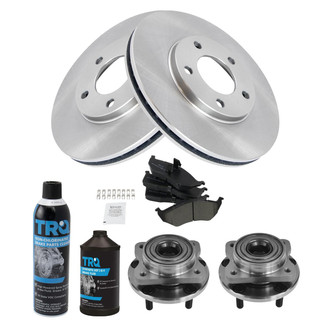 TRQ® - Front Disc Brake Kit with Semi-Metallic Pads and Hub Assemblies