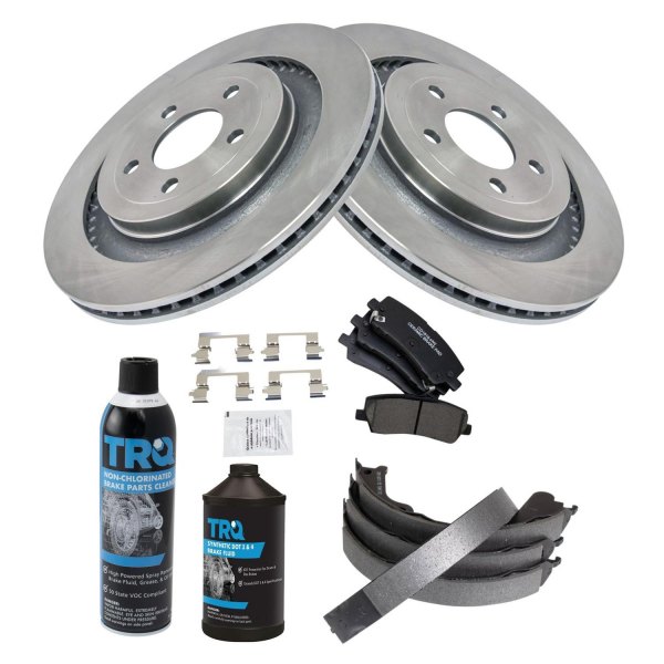 TRQ® - Rear Disc Brake Kit with Ceramic Pads and Shoes