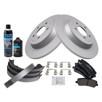 TRQ® - Rear Disc Brake Kit with Ceramic Pads and Shoes