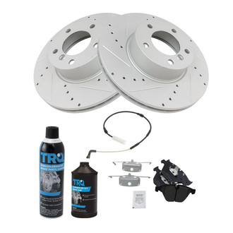 TRQ® - Front Disc Brake Kit with Semi-Metallic Pads and Pad Wear Sensors
