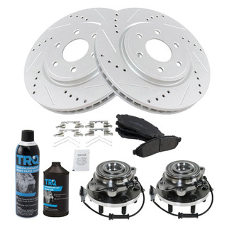 TRQ® - Disc Brake Kit with Semi-Metallic Pads and Hub Assemblies