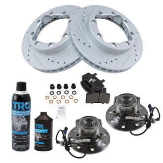 TRQ® - Disc Brake Kit with Semi-Metallic Pads and Hub Assemblies