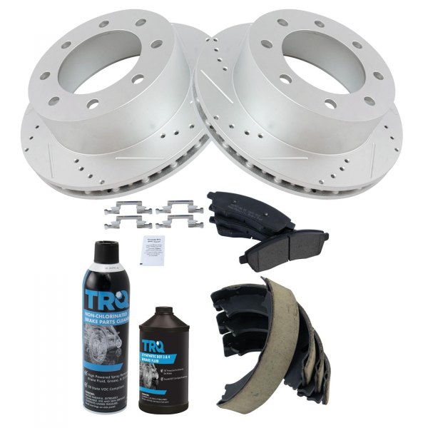 TRQ® - Rear Disc Brake Kit with Semi-Metallic Pads and Shoes