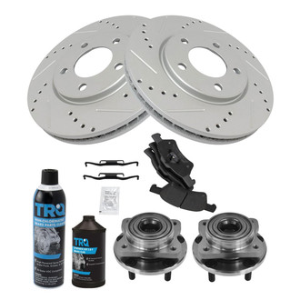 TRQ® - Performance Semi-Metallic Front Brake Kit with Hub Assemblies
