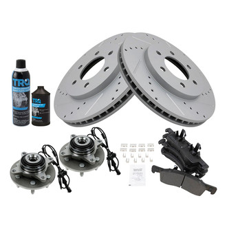 TRQ® - Front Disc Brake Kit with Semi-Metallic Pads and Hub Assemblies