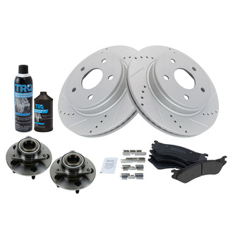 TRQ® - Performance Semi-Metallic Front Brake Kit with Hub Assemblies