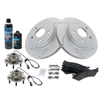 TRQ® - Performance Semi-Metallic Front Brake Kit with Hub Assemblies