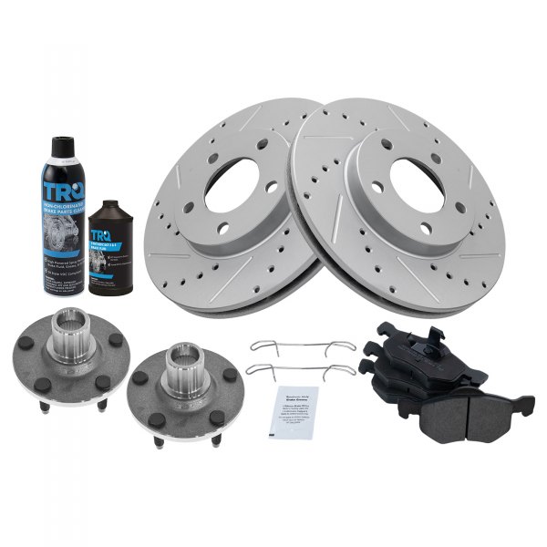 TRQ® - Front Disc Brake Kit with Semi-Metallic Pads and Hub Assemblies