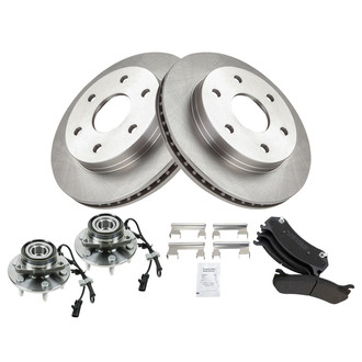 TRQ® - Disc Brake Kit with Semi-Metallic Pads and Hub Assemblies