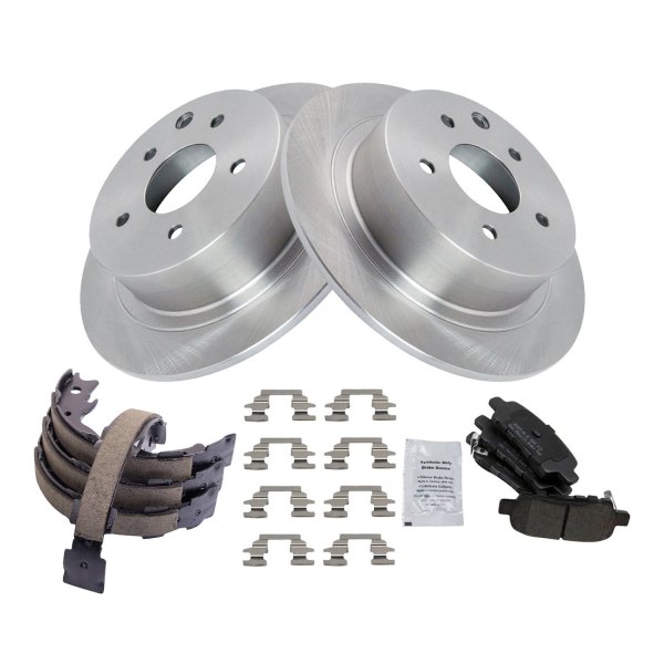 TRQ® - Rear Disc Brake Kit with Semi-Metallic Pads and Shoes