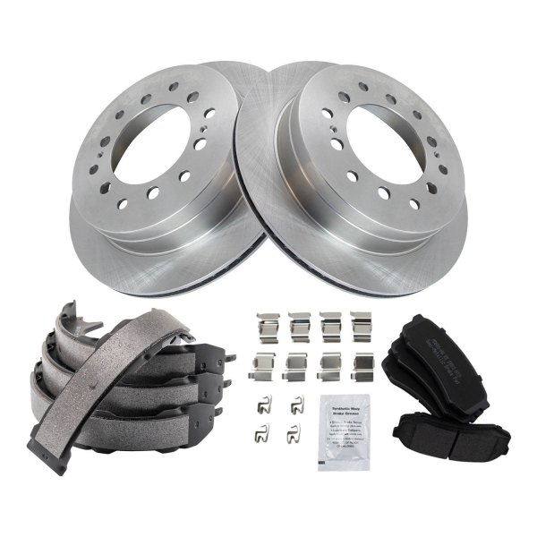 TRQ® - Rear Disc Brake Kit with Semi-Metallic Pads and Shoes