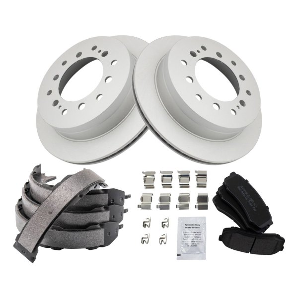 TRQ® - Rear Disc Brake Kit with Semi-Metallic Pads and Shoes