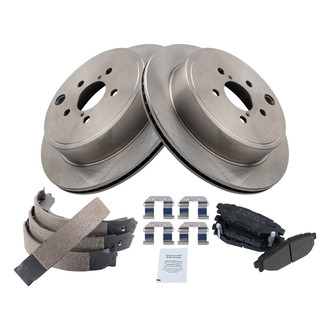 TRQ® - Rear Disc Brake Kit with Semi-Metallic Pads and Shoes