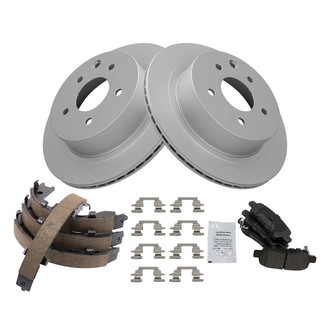 TRQ® - Rear Disc Brake Kit with Semi-Metallic Pads and Shoes