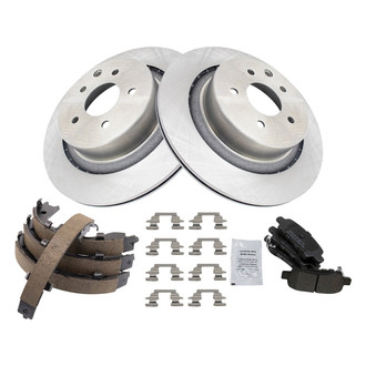 TRQ® - Rear Disc Brake Kit with Semi-Metallic Pads and Shoes