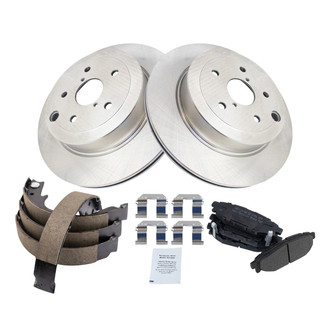 TRQ® - Rear Disc Brake Kit with Semi-Metallic Pads and Shoes
