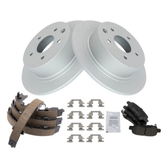 TRQ® - Rear Disc Brake Kit with Semi-Metallic Pads and Shoes