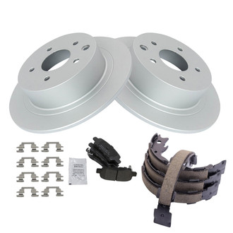 TRQ® - Rear Disc Brake Kit with Semi-Metallic Pads and Shoes