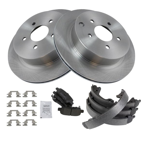 TRQ® - Rear Disc Brake Kit with Semi-Metallic Pads and Shoes