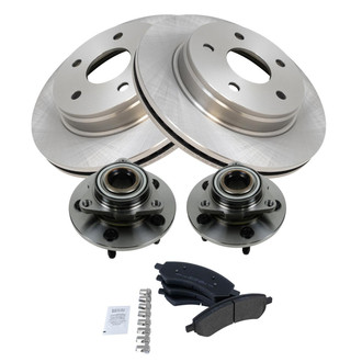 TRQ® - Disc Brake Kit with Semi-Metallic Pads and Hub Assemblies