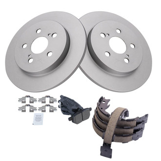 TRQ® - Rear Disc Brake Kit with Semi-Metallic Pads and Shoes