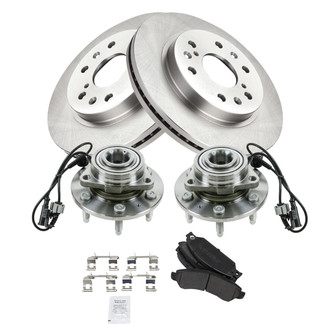 TRQ® - Front Disc Brake Kit with Semi-Metallic Pads and Hub Assemblies