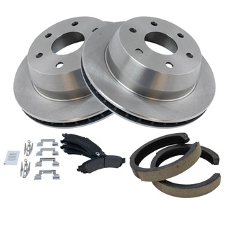 TRQ® - Rear Disc Brake Kit with Semi-Metallic Pads and Shoes