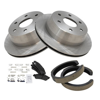 TRQ® - Rear Disc Brake Kit with Semi-Metallic Pads and Shoes